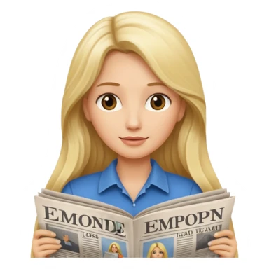 newspaper read blonde long haired woman sticker