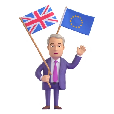 Nigel Farage waving a flag sticker