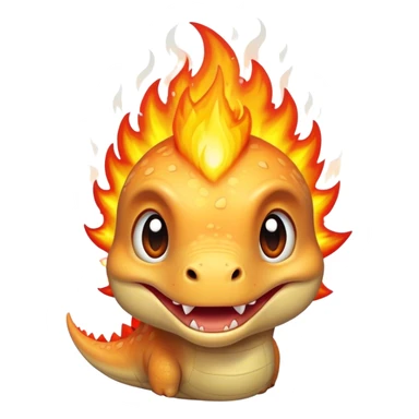 baby dinosaur face on fire sticker
