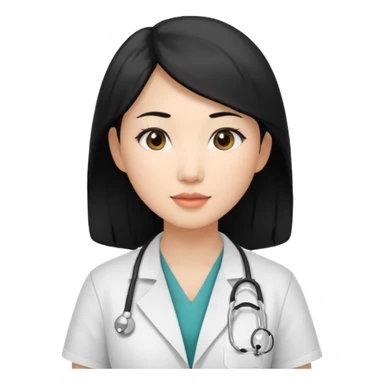 asian doctor female no stethoscopeblack hair sticker