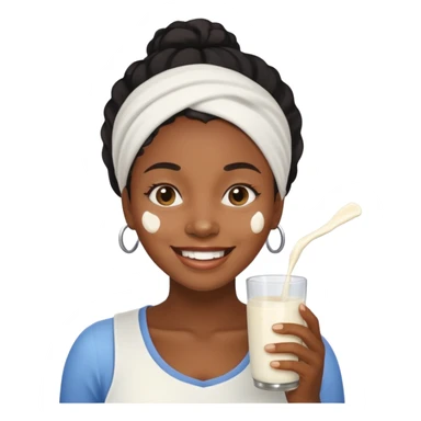  Black Woman with milk spilled on her face with satisfactory expression sticker