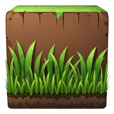 Minecraft grass block, square shape, brown and green, smooth sticker
