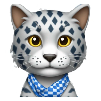 wildcat wearing blue and white checkered bandana around its neck sticker