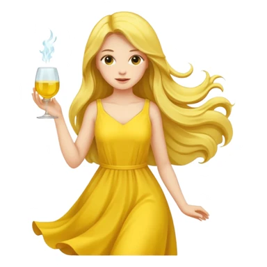 yellow glass and yellow dressed woman long hair sticker
