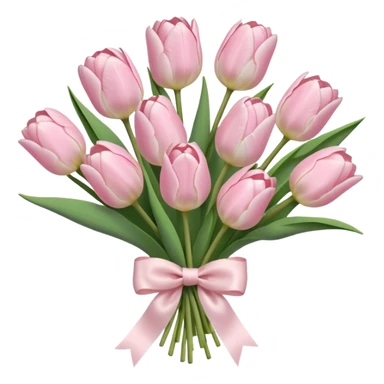 very pale pink tulips bouquet with light pink bow sticker
