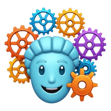 Generate an emoji whish shows Brain Factory Wonder Workshop. Which is in a nice cartoon style sticker