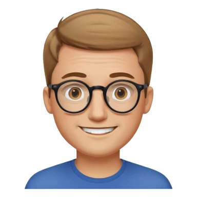 homme blanc cheveux très court marron clair sans barbe sourrir avec lunettes rondes sticker