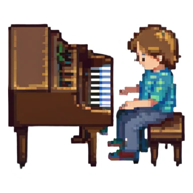 child playing piano sticker