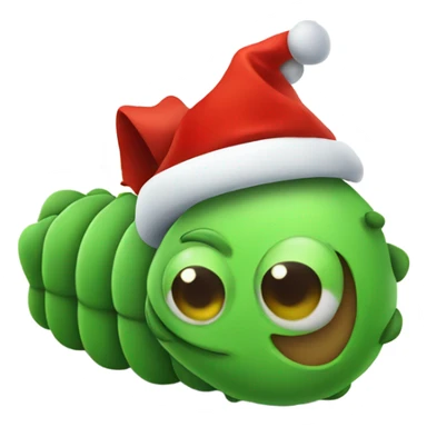 An iOS style caterpillar with a Santa hat sticker