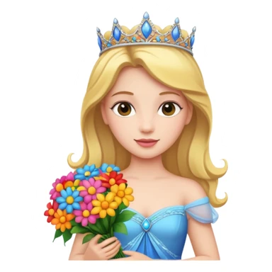 Princess holding flowers  sticker