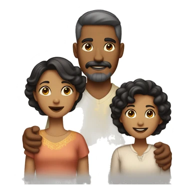 Family of a light dark skinned father, with a well trimmed mustache and beard, a fair skinned mother with black hair and gold highlights, 2 sons who are a light dark skinned, and a daughter who has a light skin and short black hair sticker
