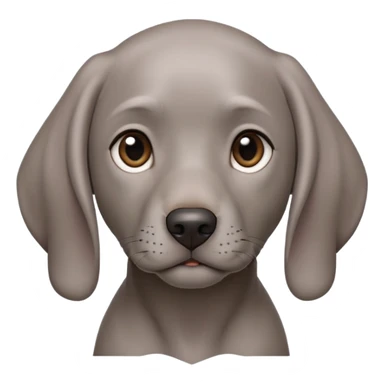 cinematic-noble-weimaraner puppy-portrait-emoji,-poised-and-regal,-with-a-strong,-athletic-build-and-a-lustrous,-well-groomed-grey fur,-deep-set-soulful-brown-eyes,-simplified-yet-sharp-and-sophisticated-features,-highly-detailed, sticker