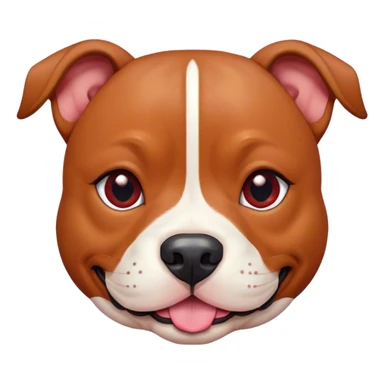 Cinematic Cute Red/Fawn Staffordshire Bull Terrier Portrait Emoji, Head tilted playfully and inquisitively, featuring a glossy red/fawn Fur with a vibrant sheen and delicate white accents, round, sparkling dark eyes filled with curiosity, Simplified yet irresistibly adorable features, highly detailed, glowing with a warm, friendly glow, high shine, affectionate and spirited, stylized with a touch of whimsy, bright and endearing, soft glowing outline, capturing the essence of a mischievous yet loving pup, so playful it feels like it could bound out of the screen and into your arms! sticker