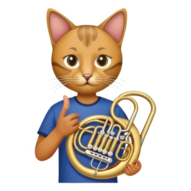 Holding French horn wearing cat shirt sticker