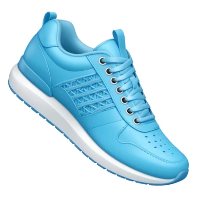 A 3D cartoon Sky Blue sneaker with soft texture, lace-up detail, and smooth reflections, isolated on plain background, Memoji-style. sticker