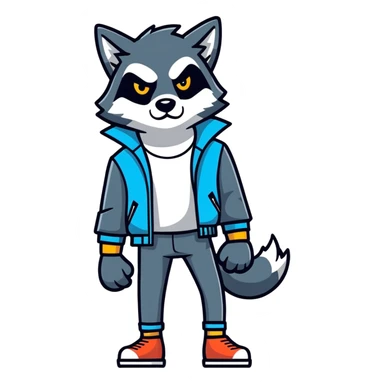 Lobo usando jaqueta preta sticker