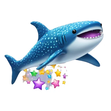 Rainbow baby whale shark emoji glitter with star sticker