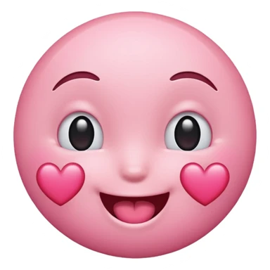 cute pink winking emoji with heart cheeks sticker