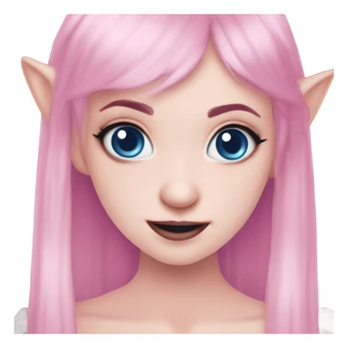 Cute spooky CUTE pink pale vampire teeth pretty pink eyebrows vampire goth princess elf ears blue eyes pink hair sticker