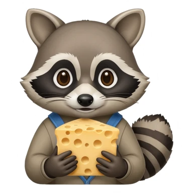 Raccoon holding cheese in both hands sticker