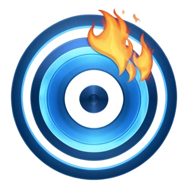 A minimalist CD disc with a subtle fire design, blue flames. sticker