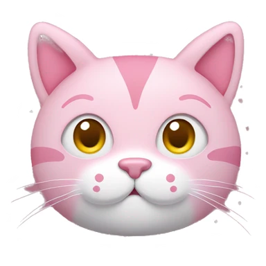 pink cat plush with heart shaped nose and white polka-dots sticker