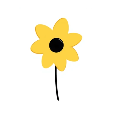 hand-drawn doodle of a yellow flower with simple black lines sticker