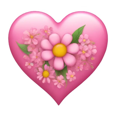 pink heart with flowers  sticker