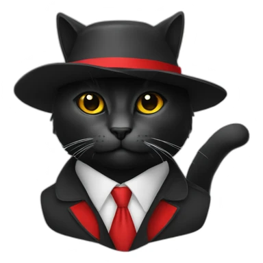 Chat avec ruban rouge, chat avec chapeau,chat noir sticker
