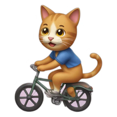 cat riding a bycicle sticker