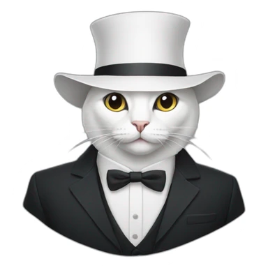 cat with white hat and black suit sticker