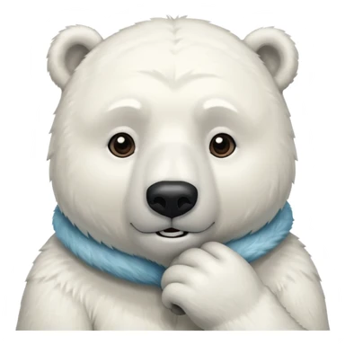 polar bear hald body, hand on chin, wow suprise, half body sticker