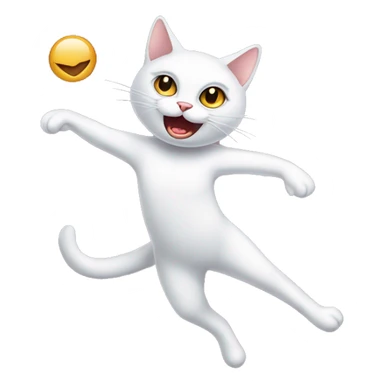 White cat with evil face doing balet  sticker