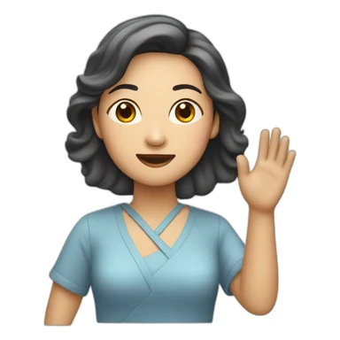 Asian woman with glaces waving sticker