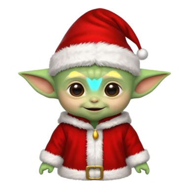 Baby joda felice con cappello da elfo vestito da babbo natale felice  sticker