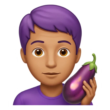 a guy sucking on an eggplant  sticker