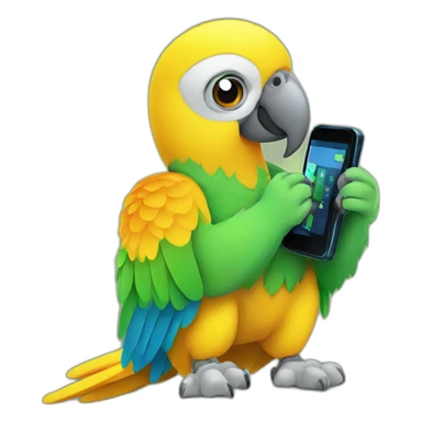 PARROT WITH A CELL PHONE IN HIS PAW sticker