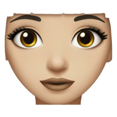 Black hair with bangs, hazel eyes, dark make up, black eyeliner, very pale skin sticker