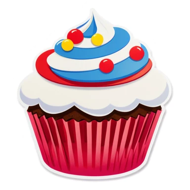 Cupcakes with small round white frosting at the top still exposing some cupcake around the edges  sticker