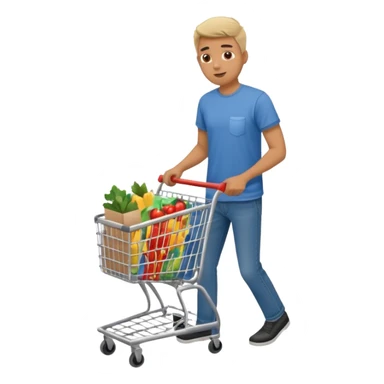 man-with-a-shopping-cart-full-body sticker