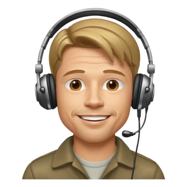 brad pitt using headphones sticker