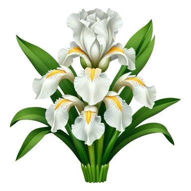 big bouquet Pure White Iris, luxuriant, leaf, bud sticker