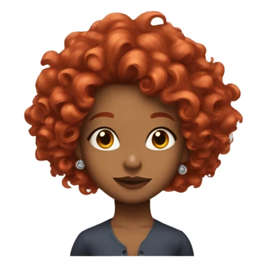 Red haired girl with voluminous curls and earrings sticker
