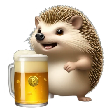 hedgehog drink beer paying in bitcoin sticker
