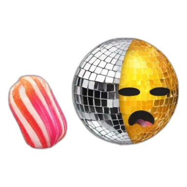 disco ball with hair eating a lolipop sticker