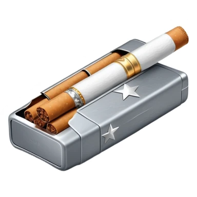 7 stars grey shining cigaret pack with a few cigaret inside sticker