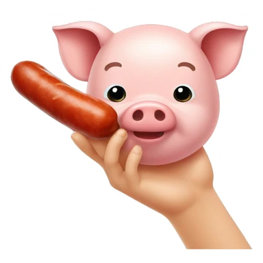 Cochon avec un saucisson dans les mains  sticker