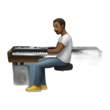 guy sitting in a music studio sticker