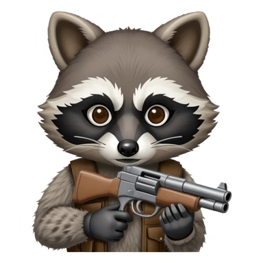 raccoon holding a gun  sticker