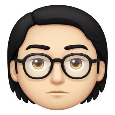 ragazzo con capelli neri, occhi a mandarla, occhiali neri e corporatura robusta sticker